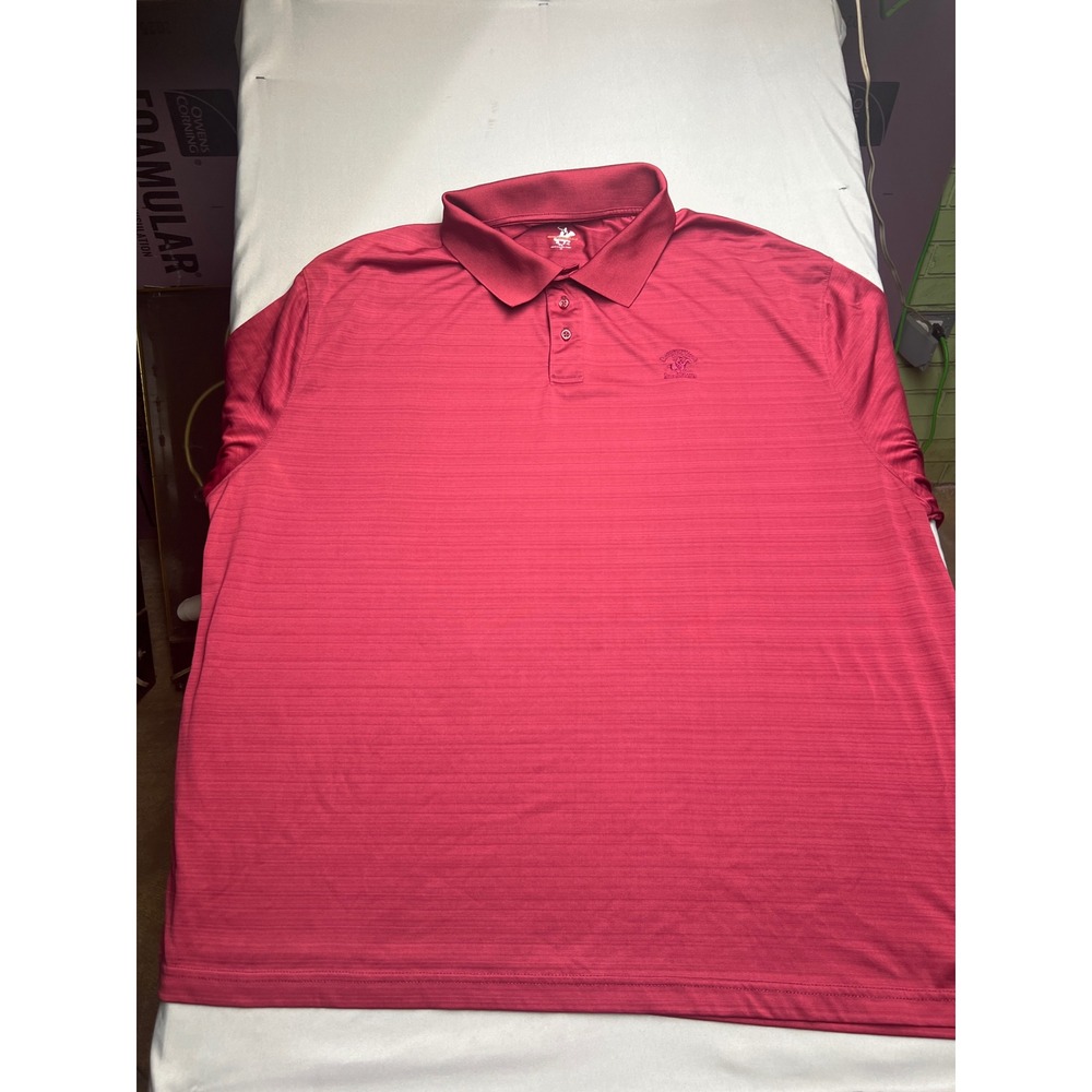 Beverly Hills Polo Club Mens 4X Polo Shirt Magenta Red Short Sleeve Performance